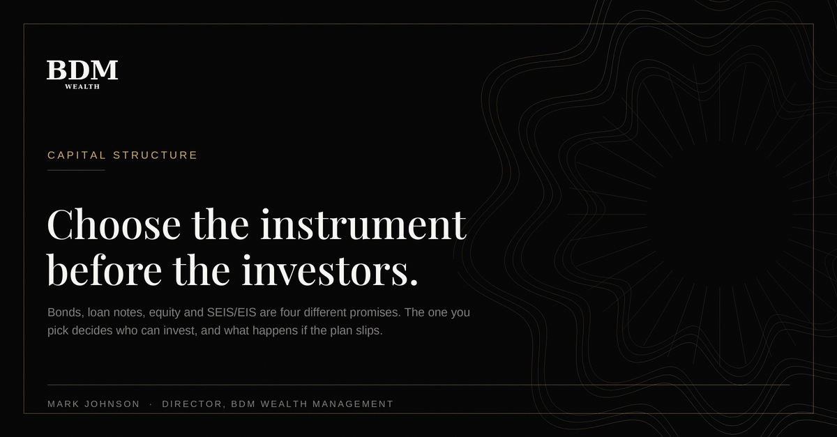 Bonds, loan notes, equity or SEIS/EIS: choose the instrument before you choose the investors