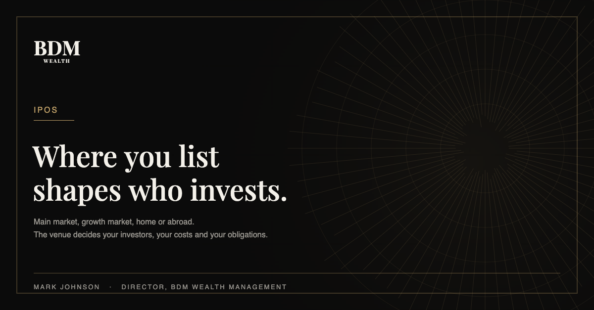 Choosing where to list: main markets, growth markets and overseas exchanges